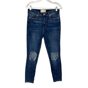 Free People Womens Busted Knee High Rise Skinny Ankle Crop Jeans size 29